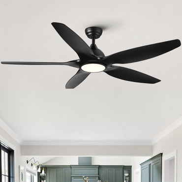 60 Integrated LED Ceiling Fan with Black ABS Blades - Modern Ceiling Light Fixture with Remote Lighting and Air Circulation