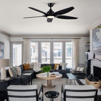 60 Integrated LED Ceiling Fan with Black ABS Blades - Modern Ceiling Light Fixture with Remote Lighting and Air Circulation
