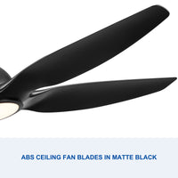 60 Integrated LED Ceiling Fan with Black ABS Blades - Modern Ceiling Light Fixture with Remote Lighting and Air Circulation