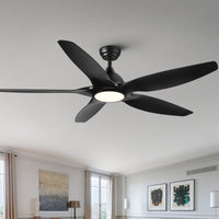 60 Integrated LED Ceiling Fan with Black ABS Blades - Modern Ceiling Light Fixture with Remote Lighting and Air Circulation