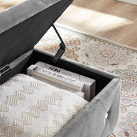 Storage Bench with Flip Top, Padded Seat Entryway Storage Chest, Bed End Stool for Hallway, Supports 250 lb, Gray Velvet