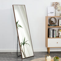 Solid Wood Frame Full-Length Mirror - 63x19 Decorative Floor & Wall Mounted Dressing Mirror for Bedroom, Home, Porch, or Clothing Store