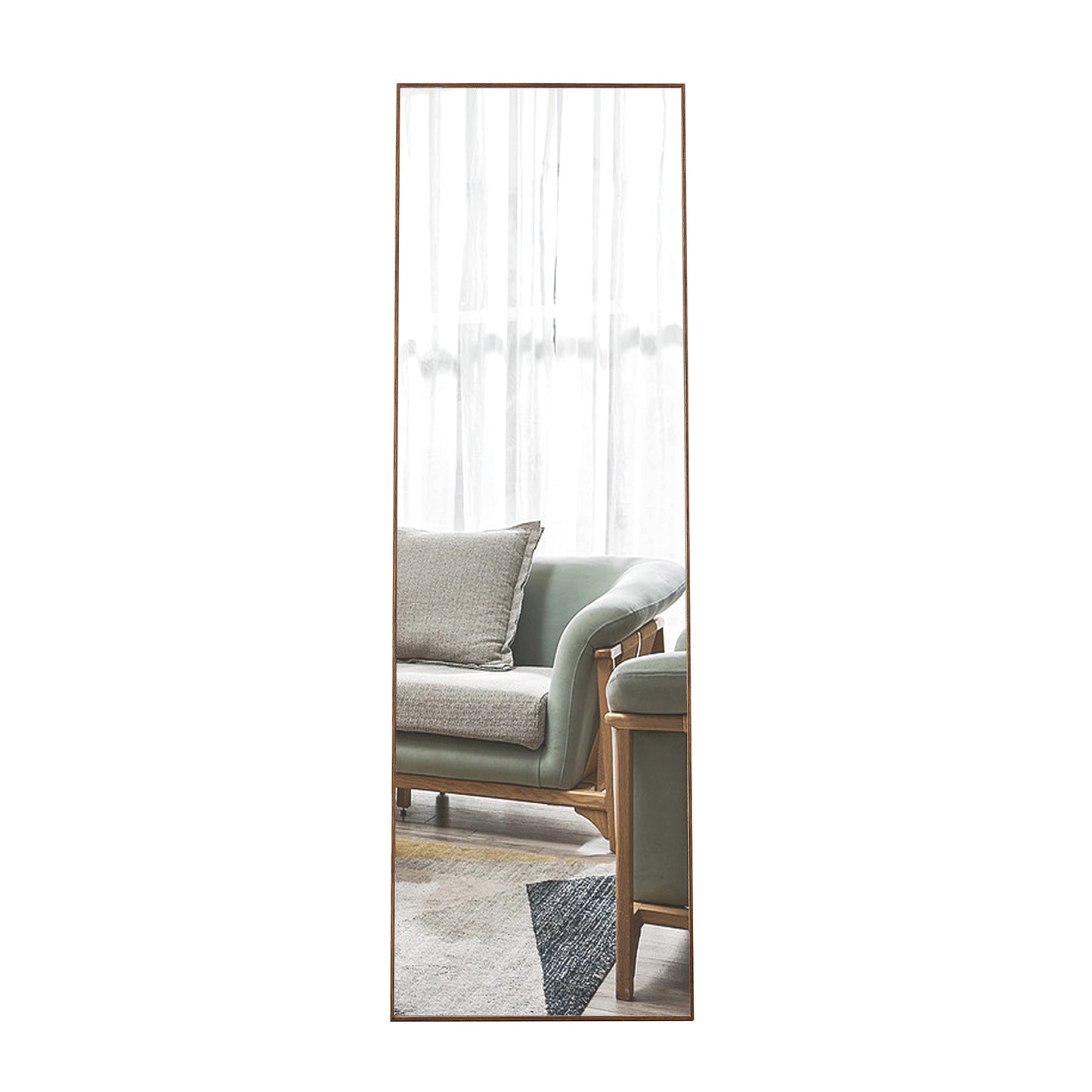 Solid Wood Frame Full-Length Mirror - 63x19 Decorative Floor & Wall Mounted Dressing Mirror for Bedroom, Home, Porch, or Clothing Store