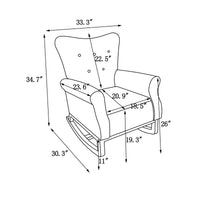 High Back Rocking Chair for Nursery - Comfortable Fabric Padded Seat, Modern Design Armchair for Baby Room