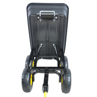 Folding Poly Garden Dump Truck - 10 Pneumatic Tires, 300 lb Capacity, Steel Frame, 55L Capacity, Black