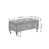 Storage Bench with Flip Top, Padded Seat Entryway Storage Chest, Bed End Stool for Hallway, Supports 250 lb, Gray Velvet