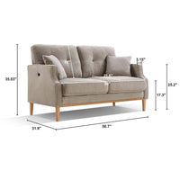 Waterproof Cream 2-Seater Loveseat Sofa with USB Charging – Versatile Living Space Seating