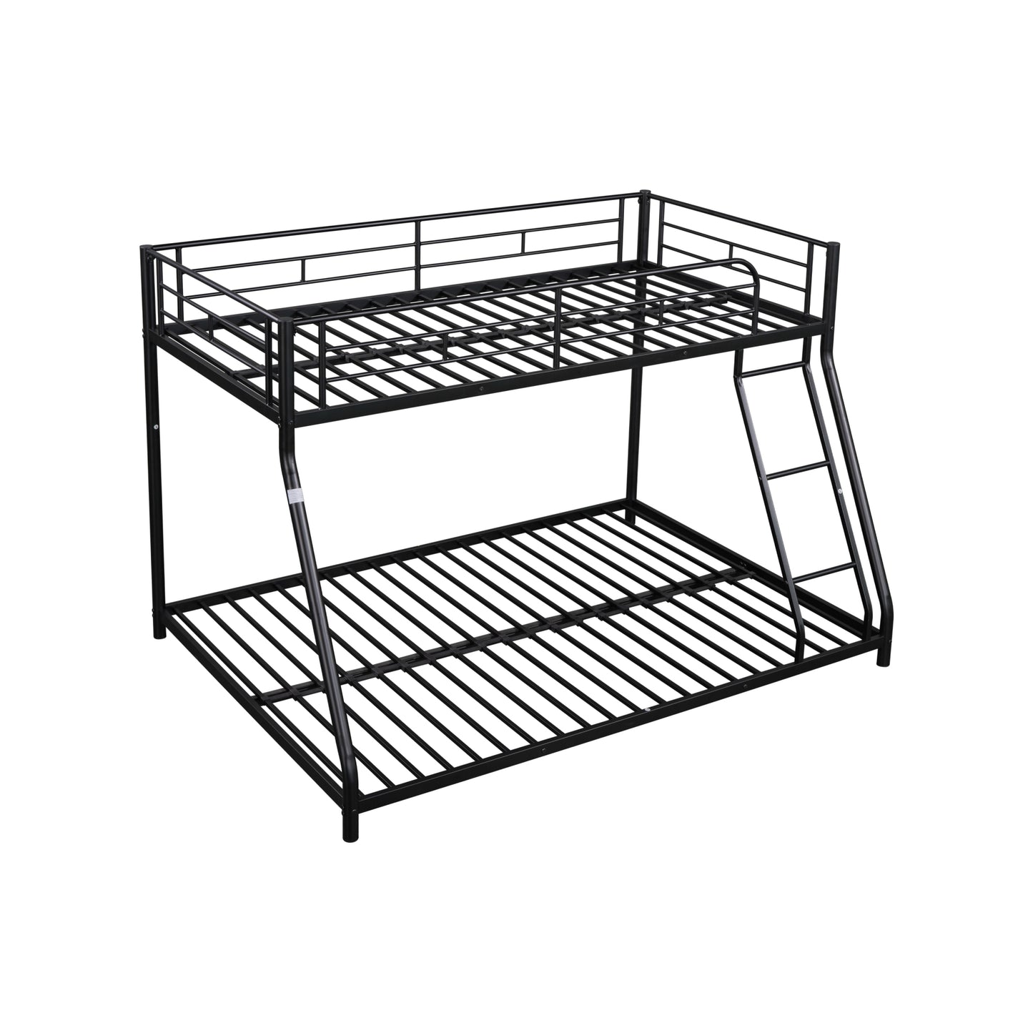 Heavy-Duty Metal Twin Over Full Bunk Bed - Sturdy, Noise-Reduced Design with Safety Guardrail - CPC Certified, No Box Spring Needed