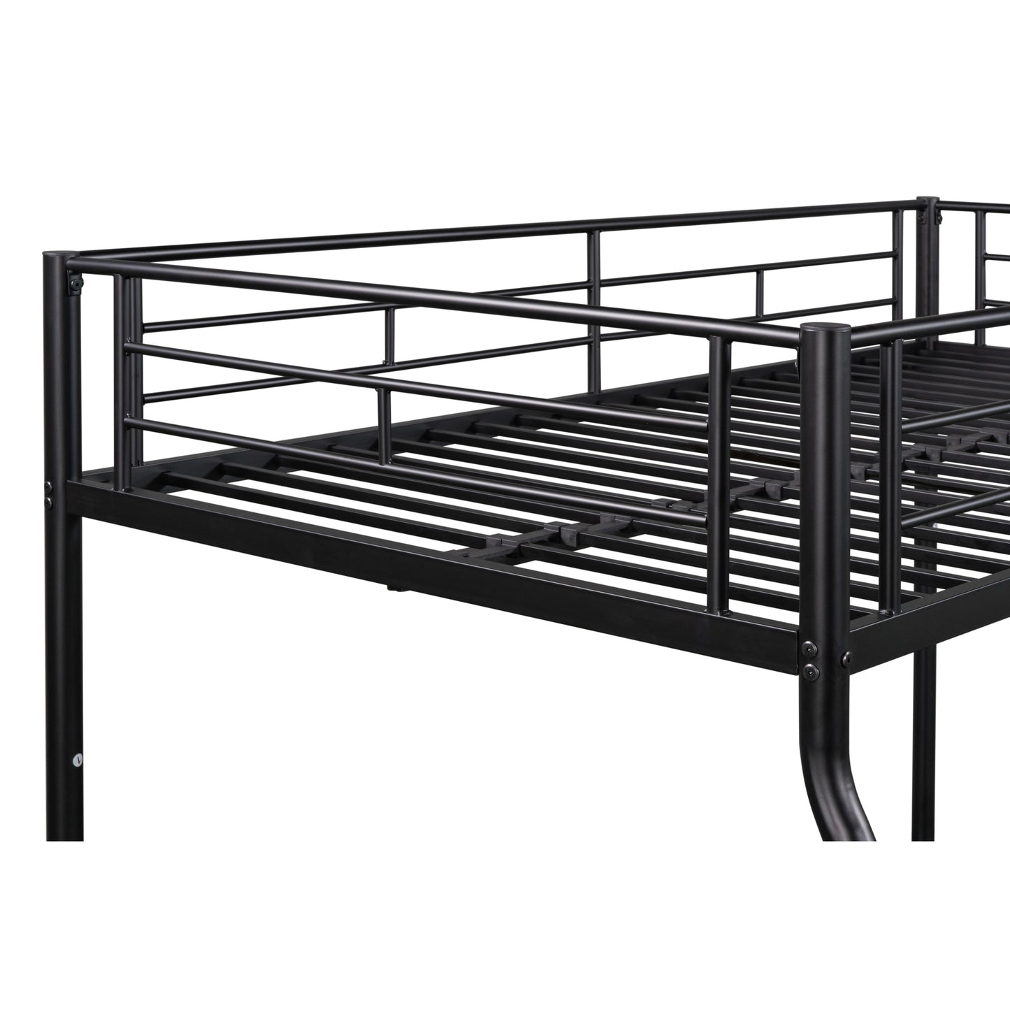 Heavy-Duty Metal Twin Over Full Bunk Bed - Sturdy, Noise-Reduced Design with Safety Guardrail - CPC Certified, No Box Spring Needed