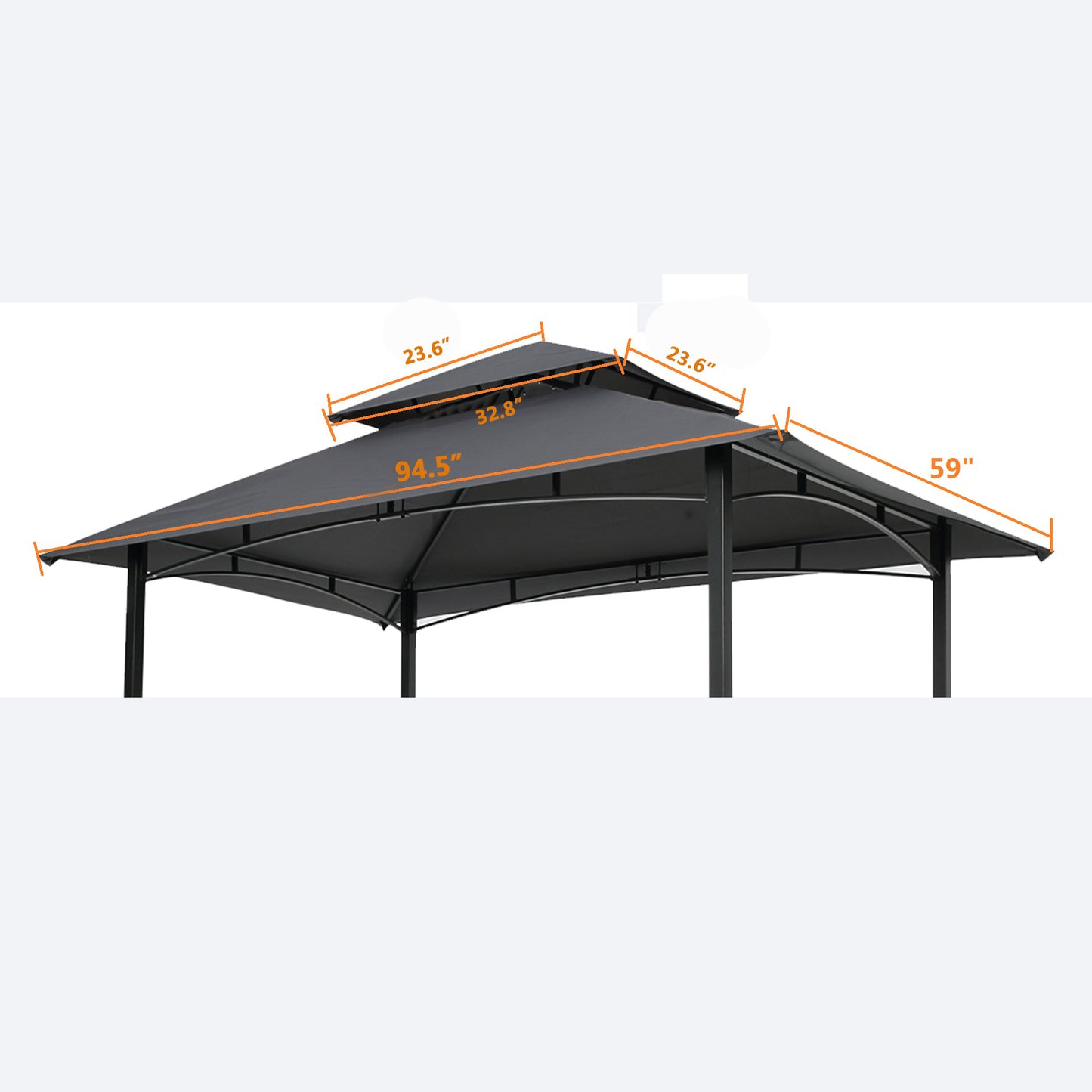 8x5 Ft Grill Gazebo Replacement Canopy - Double Tier BBQ Tent Roof Top Cover, Weather-Resistant Outdoor Shelter, Ideal for Backyard Cookouts