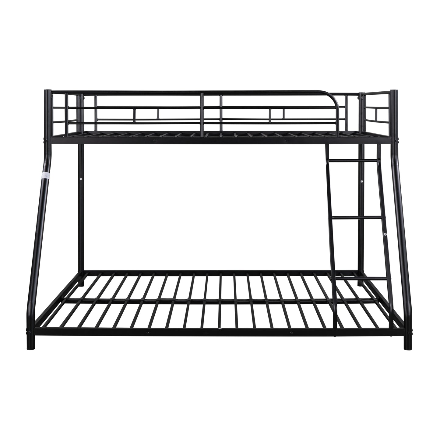 Heavy-Duty Metal Twin Over Full Bunk Bed - Sturdy, Noise-Reduced Design with Safety Guardrail - CPC Certified, No Box Spring Needed