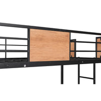 Sturdy Twin Over Full Bunk Bed with Trundle and Guardrail Space-Saving Design for Three with Wooden Accents