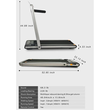 2 in 1 Under Desk Treadmill - 2.5HP Folding Electric Walking Jogging Machine for Home Office, Remote Control Included