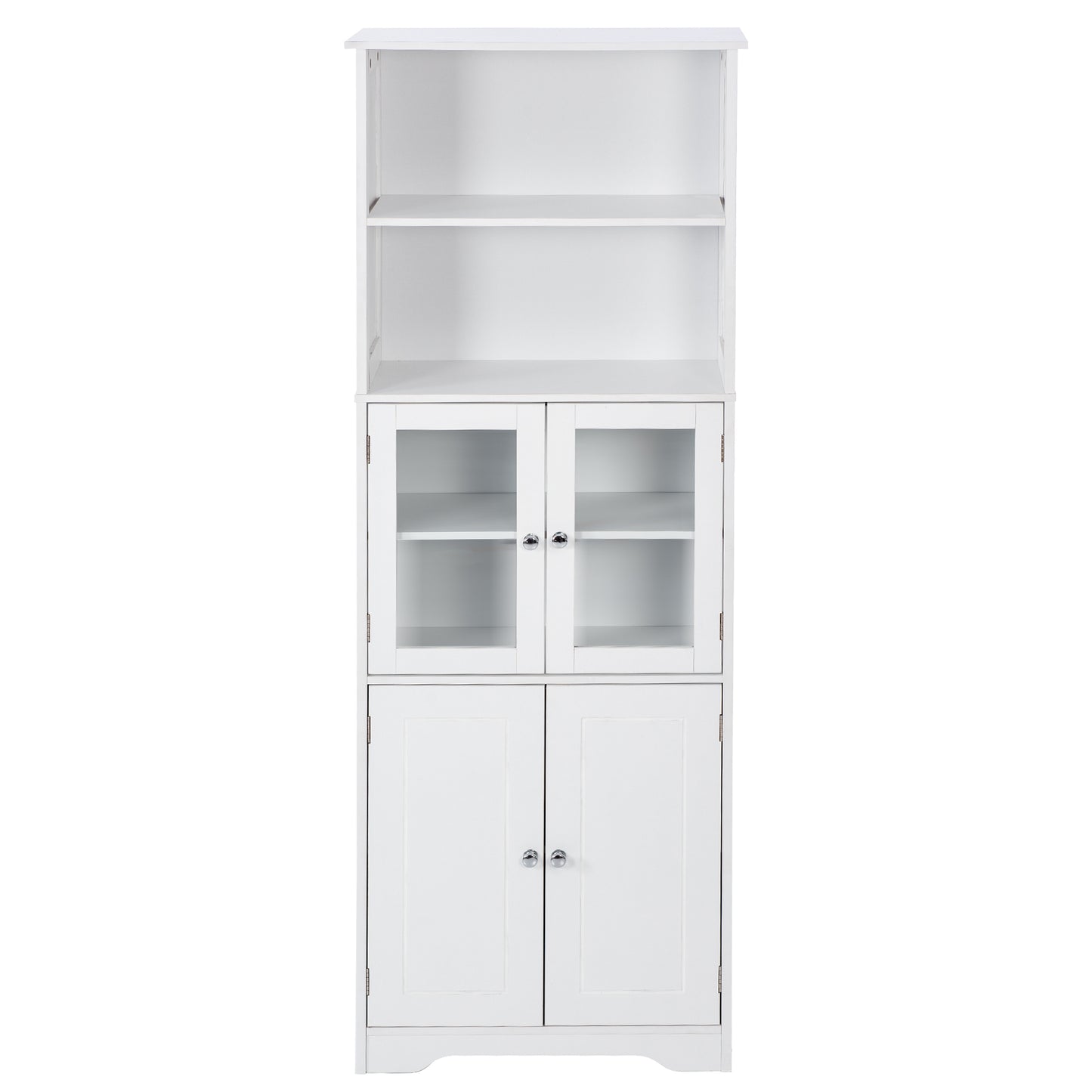 White Tall Storage Cabinet with Shelves and Doors, Versatile MDF Organizer for Bathroom, Kitchen, Living Room