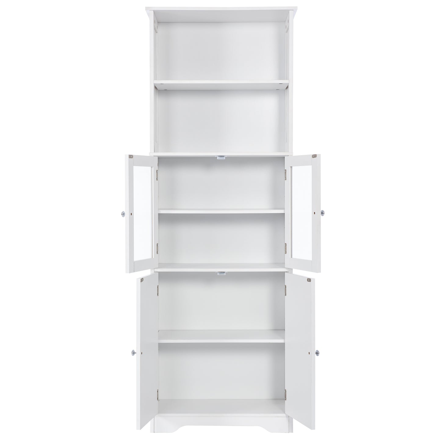 White Tall Storage Cabinet with Shelves and Doors, Versatile MDF Organizer for Bathroom, Kitchen, Living Room