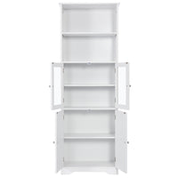 White Tall Storage Cabinet with Shelves and Doors, Versatile MDF Organizer for Bathroom, Kitchen, Living Room