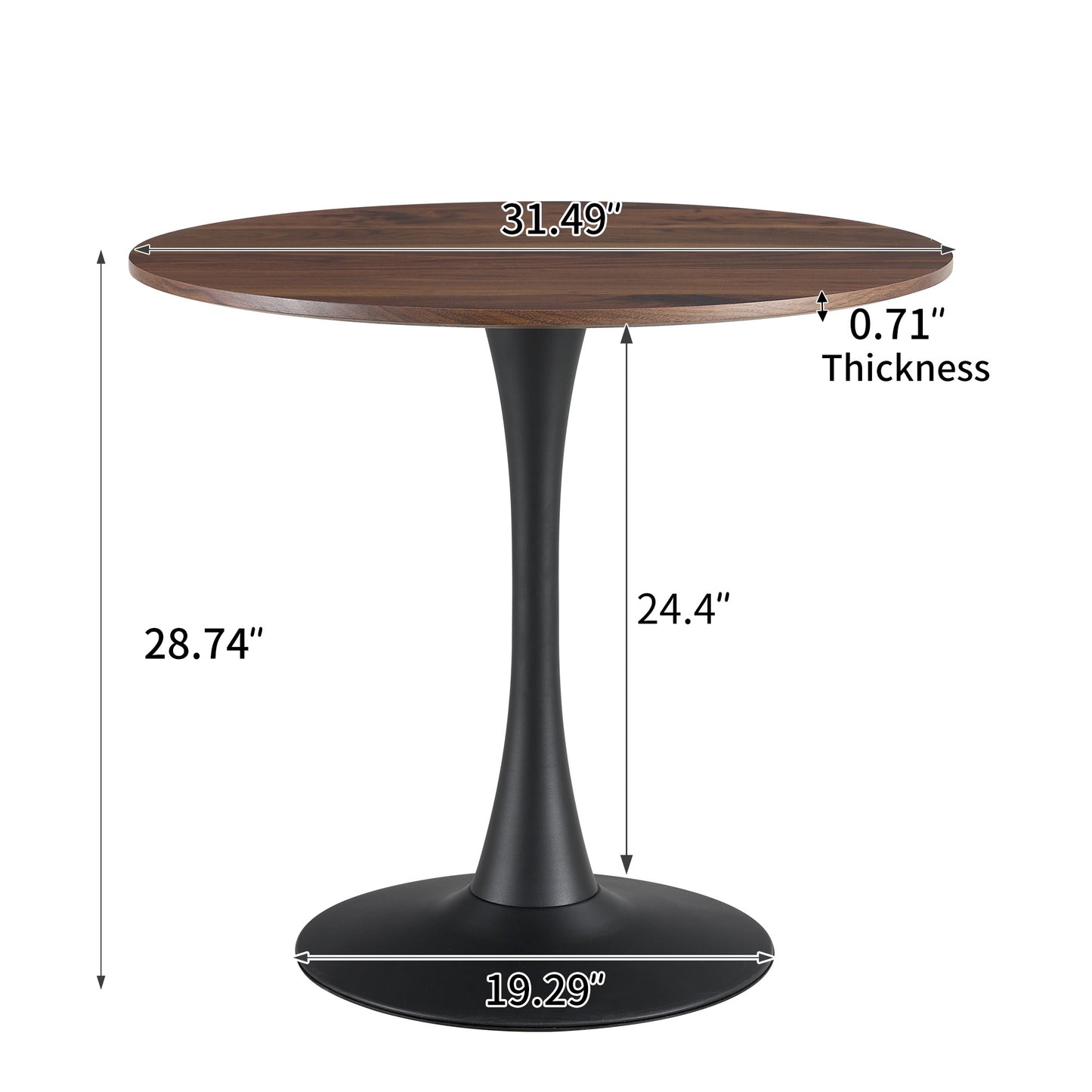 Round Nature Wood 80cm Dining Table - Modern Tulip Style, Perfect for Small Spaces, 1pc per Carton