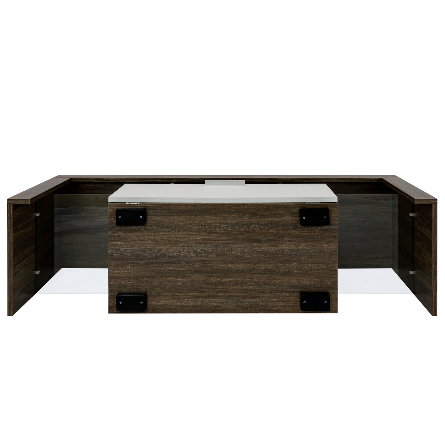 Modern TV Stand with Toughened Glass Shelf and LED Color Changing Lights for Living Room Brown and White Floor Cabinet