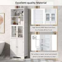 White Tall Storage Cabinet with Shelves and Doors, Versatile MDF Organizer for Bathroom, Kitchen, Living Room