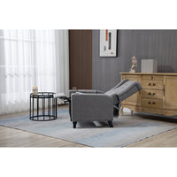 Modern Push Back Recliner Chair, Button Tufted Wingback Design, Fabric Single Reclining Sofa for Living Room & Bedroom, Dark Gray