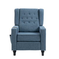 Modern Button Tufted Wingback Push Back Recliner Chair, Fabric Arm Pushing Recliner for Living Room & Home Theater, Navy Blue