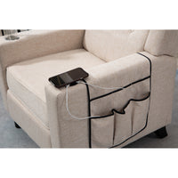 Modern Button Tufted Wingback Recliner Chair - Pushback Manual Living Room Seating, Fabric Single Reclining Sofa, Khaki Yellow