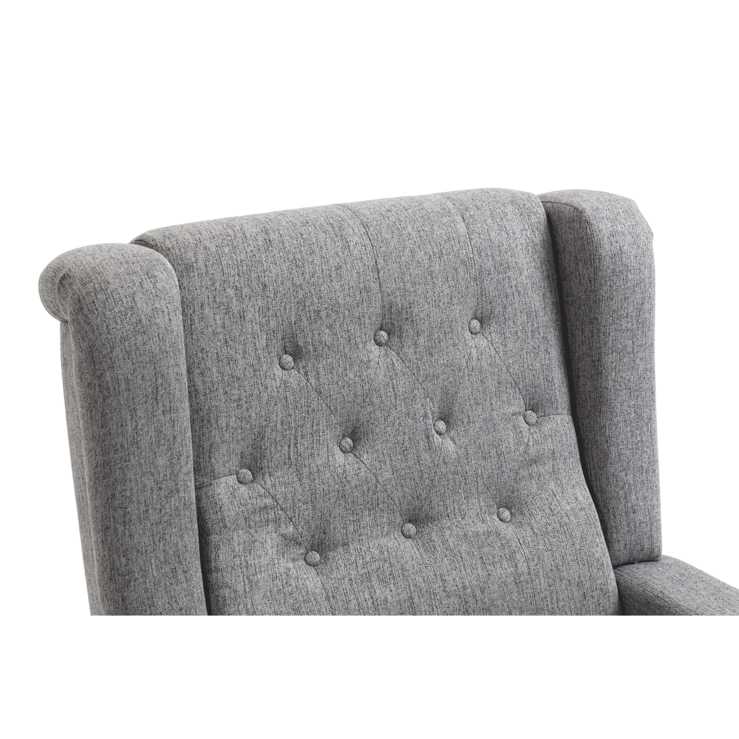 Modern Push Back Recliner Chair, Button Tufted Wingback Design, Fabric Single Reclining Sofa for Living Room & Bedroom, Dark Gray