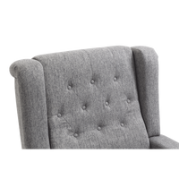 Modern Push Back Recliner Chair, Button Tufted Wingback Design, Fabric Single Reclining Sofa for Living Room & Bedroom, Dark Gray