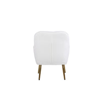 Modern Soft White Teddy Fabric Accent Chair - Ergonomic Living Room & Bedroom Chair with Gold Adjustable Legs - Ivory