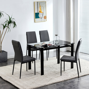 Set of 4 Modern Black Dining Chairs with Metal Legs - Stylish Kitchen Furniture