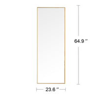 Elegant Wall-Mounted Full Length Mirror with Alloy Frame, Golden Finish - Space-Saving Decorative Accent for Home or Office