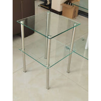 2 Layer Clear Tempered Glass Side & End Table – Elegant Modern Design for Living Room or Bedroom