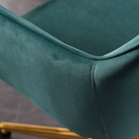 Stylish Modern Velvet Adjustable Height 360° Revolving Office Chair with Gold Legs & Wheels - Dark Green Indoor Furniture