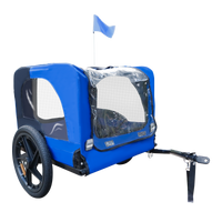 Blue 16-Inch High-Quality Air Wheel Pet Bike Trailer for Dogs - Foldable Bicycle Dog Trailer, Lightweight & Durable Design