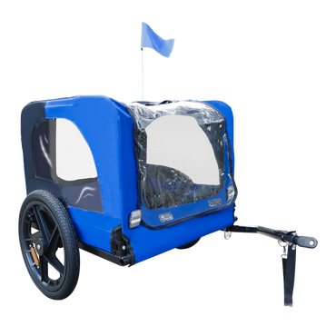 Blue 16-Inch High-Quality Air Wheel Pet Bike Trailer for Dogs - Foldable Bicycle Dog Trailer, Lightweight & Durable Design