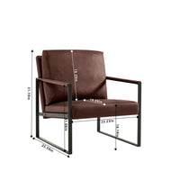 Brown PVC Leather Accent Arm Chair for Lounge, Living Room, Office, Reception - Extra Thick Padded Backrest & Seat Cushion