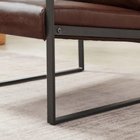 Brown PVC Leather Accent Arm Chair for Lounge, Living Room, Office, Reception - Extra Thick Padded Backrest & Seat Cushion