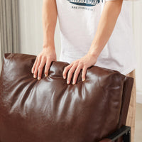 Brown PVC Leather Accent Arm Chair for Lounge, Living Room, Office, Reception - Extra Thick Padded Backrest & Seat Cushion