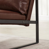 Brown PVC Leather Accent Arm Chair for Lounge, Living Room, Office, Reception - Extra Thick Padded Backrest & Seat Cushion