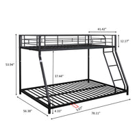 Heavy-Duty Metal Twin Over Full Bunk Bed - Sturdy, Noise-Reduced Design with Safety Guardrail - CPC Certified, No Box Spring Needed