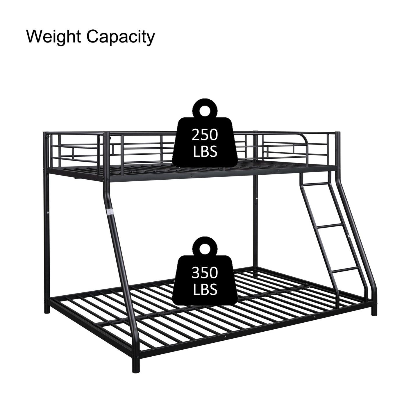 Heavy-Duty Metal Twin Over Full Bunk Bed - Sturdy, Noise-Reduced Design with Safety Guardrail - CPC Certified, No Box Spring Needed