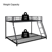 Heavy-Duty Metal Twin Over Full Bunk Bed - Sturdy, Noise-Reduced Design with Safety Guardrail - CPC Certified, No Box Spring Needed