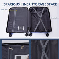 Lightweight Hardshell Luggage Set with Spinner Wheels, TSA Lock - 3-Piece (20/24/28) - Navy Travel Suitcase Set