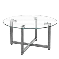 Round Transparent Glass Coffee Table with Black Legs - Modern Clear Side Table for Living Room Furniture, Stylish Center Table