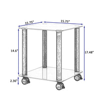 Modern 2-Tier White and Black Side Table End Table with Storage Shelf for Living Room and Bedroom