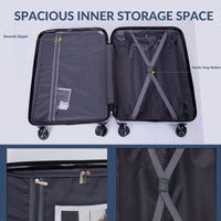 Lightweight Hardshell 3-Piece Luggage Set with Spinner Wheels & TSA Lock - Silver (20/24/28)