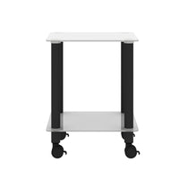 Modern 2-Tier White and Black Side Table End Table with Storage Shelf for Living Room and Bedroom