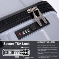 Lightweight Hardshell 3-Piece Luggage Set with Spinner Wheels & TSA Lock - Silver (20/24/28)