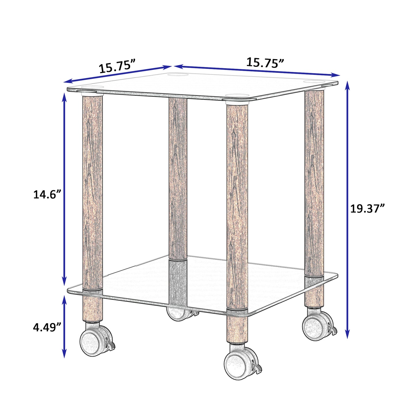 Modern 2-Tier Black & Walnut Side Table - Versatile Nightstand & Sofa End Table with Storage Shelf