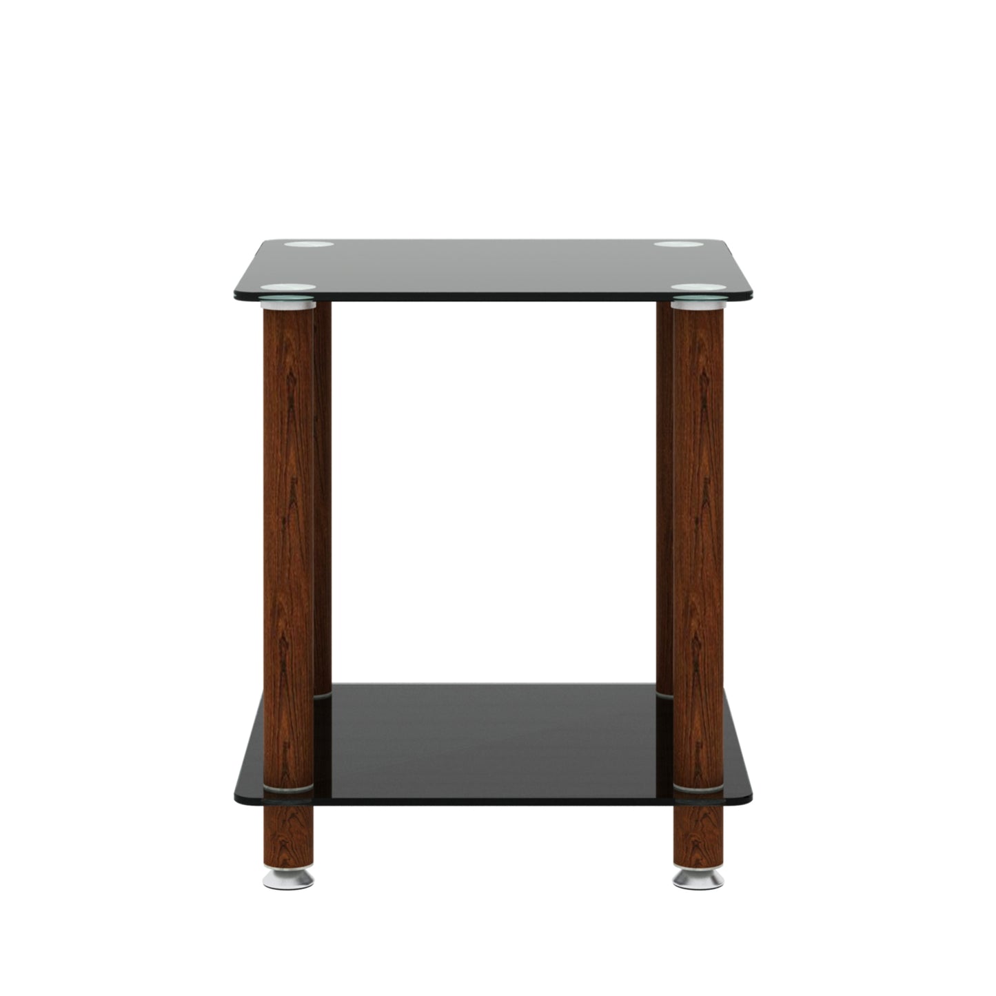 Modern 2-Tier Black & Walnut Side Table - Versatile Nightstand & Sofa End Table with Storage Shelf